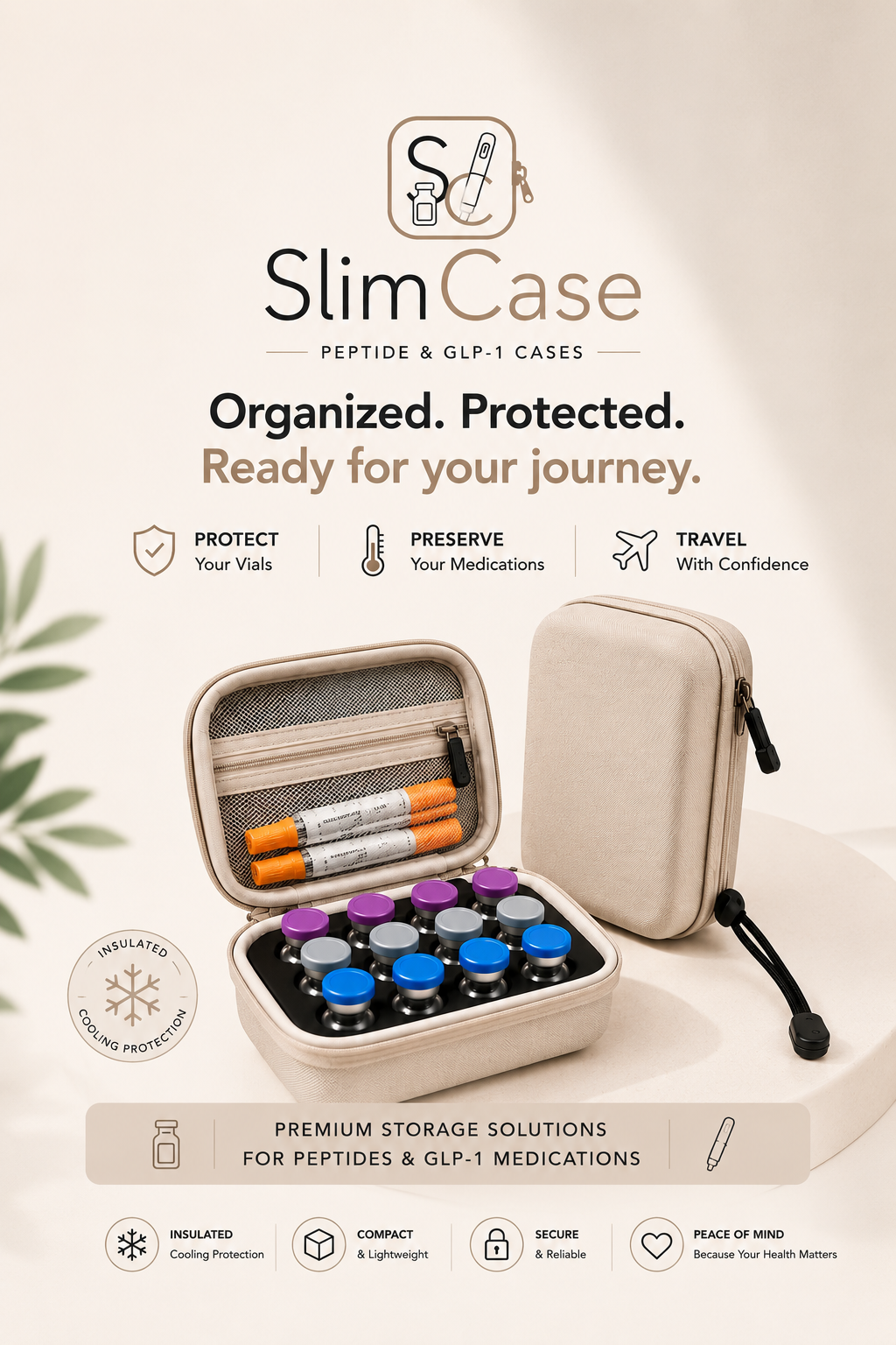 Premium SlimCase cooler bag for GLP-1 insulin and peptide travel organization