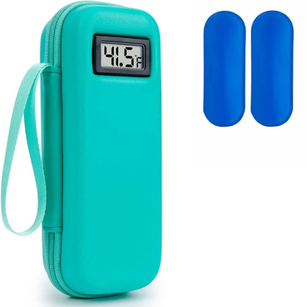 Green SlimCase thermometer cooler with cooling packs